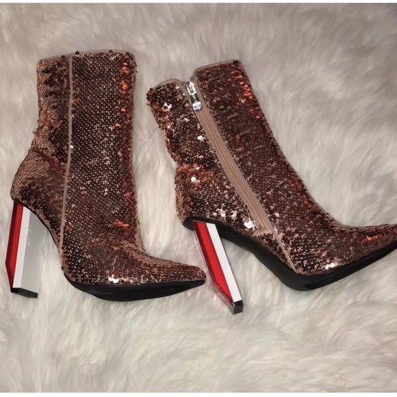 Cape Robbin Shoes - CAPE ROBBIN Rose Gold Sequins Heels